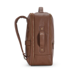 Mochila elegante em pele reciclada com bolso expansível para PC de 17'' cor castanho escuro vista lateral 