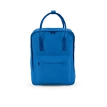 Mochila de algodão reciclado com alças e bolso frontal 450 g/m2 cor azul