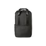 Mochila de poliéster reciclado com compartimento para portátil 18L cor preto vista frontal 
