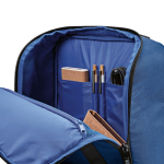 Mochila de poliéster reciclado com compartimento para portátil 18L cor azul quinta vista de detalhe 