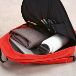 Mochila de RPET para portátil com acabamento ripstop 15,6'' cor vermelho terceira vista de detalhe