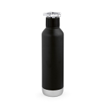 Garrafa de aço reciclado de parede dupla com tampa de roda 750 ml cor preto