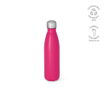 Garrafa de aço inoxidável reciclado com tampa antigotas 500 ml cor fúcsia
