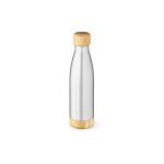 Garrafa em aço reciclado de parede dupla com tampa de bambu 500ml cor prateado