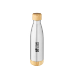 Garrafa em aço reciclado de parede dupla com tampa de bambu 500ml vista principal