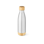 Garrafa de aço inoxidável reciclado com tampa de bambu 750ml cor prateado