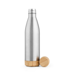 Garrafa de aço inoxidável reciclado com tampa de bambu 750ml cor prateado segunda vista