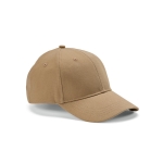 Boné de algodão reciclado de 6 painéis com fivela metálica 280 g/m2 cor camel