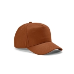 Boné de algodão reciclado com fivela traseira e 5 painéis 280 g/m2 cor castanho