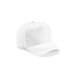 Boné de algodão reciclado com fivela traseira e 5 painéis 280 g/m2 cor branco