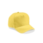 Boné de algodão reciclado com fivela traseira e 5 painéis 280 g/m2 cor amarelo