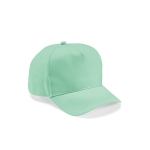 Boné de algodão reciclado com fivela traseira e 5 painéis 280 g/m2 cor verde-claro