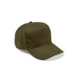 Boné de algodão reciclado com fivela traseira e 5 painéis 280 g/m2 cor verde militar