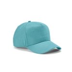 Boné de algodão reciclado com fivela traseira e 5 painéis 280 g/m2 cor azul-claro
