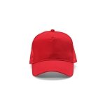 Boné de algodão reciclado de 5 painéis com rede traseira 220 g/m2 cor vermelho vista frontal 