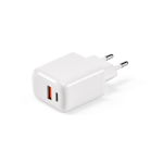 Carregador de parede em plástico reciclado com portas USB-A e USB-C 20W cor branco