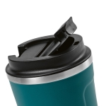 Copo térmico sustentável de aço inoxidável reciclado de 400ml cor azul petróleo quarta vista 