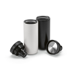 Copo de viagem de parede dupla em aço inoxidável reciclado 340ml cor preto quarta vista 