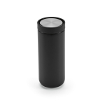 Copo de viagem de parede dupla em aço inoxidável reciclado 340ml cor preto vista traseira 
