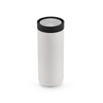 Copo de viagem de parede dupla em aço inoxidável reciclado 340ml cor branco vista traseira 