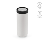 Copo de viagem de parede dupla em aço inoxidável reciclado 340ml cor branco