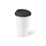 Caneca térmica de cerâmica take away com tampa de silicone 290ml cor preto segunda vista