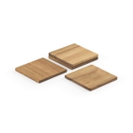 Pack de 4 porta-copos sustentáveis feitos de madeira de acácia cor natural terceira vista 