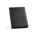 Portefólio de couro sintético com fecho de zíper e bloco A4 cor preto