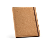 Portefólio de cortiça com fecho elástico e capa para tablet A4 cor natural