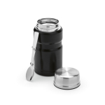 Frasco para alimentos em aço reciclado com colher dobrável 740ml cor preto segunda vista