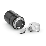 Frasco para alimentos em aço reciclado com colher dobrável 740ml cor preto terceira vista 