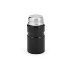 Frasco para alimentos em aço reciclado com colher dobrável 740ml cor preto vista traseira 