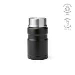 Frasco para alimentos em aço reciclado com colher dobrável 740ml cor preto