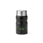Frasco para alimentos em aço reciclado com colher dobrável 740ml cor preto
