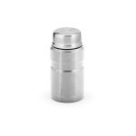 Frasco para alimentos em aço reciclado com colher dobrável 740ml cor prateado vista traseira 