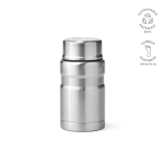 Frasco para alimentos em aço reciclado com colher dobrável 740ml cor prateado