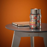 Recipiente para comida em aço reciclado de parede dupla 500ml cor prateado vista de ambiente 
