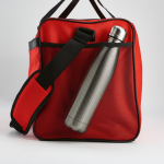 Saco desportivo impermeável em plástico ecológico com bolso oculto 50L cor vermelho terceira vista de detalhe