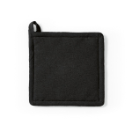 Pega de cozinha em algodão reciclado com fita para pendurar 180 g/m² cor preto vista frontal 