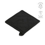 Pega de cozinha em algodão reciclado com fita para pendurar 180 g/m² cor preto