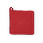 Pega de cozinha em algodão reciclado com fita para pendurar 180 g/m² cor vermelho vista frontal 