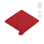 Pega de cozinha em algodão reciclado com fita para pendurar 180 g/m² cor vermelho
