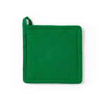 Pega de cozinha em algodão reciclado com fita para pendurar 180 g/m² cor verde vista frontal 
