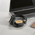 Auscultadores sem fios com bambu, carregamento USB-C e bateria de 8H cor preto