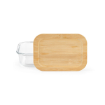 Marmita reutilizável de vidro borossilicato e bambu 480 ml cor transparente