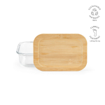 Marmita reutilizável de vidro borossilicato e bambu 480 ml cor transparente