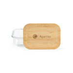 Marmita reutilizável de vidro borossilicato e bambu 480 ml cor transparente