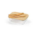 Marmita reutilizável de vidro borossilicato e bambu 480 ml cor transparente