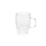 Caneca de vidro de borossilicato de parede dupla 260ml cor transparente