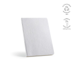 Caderno flexível A5 com capa de algodão e páginas pontilhadas cor branco